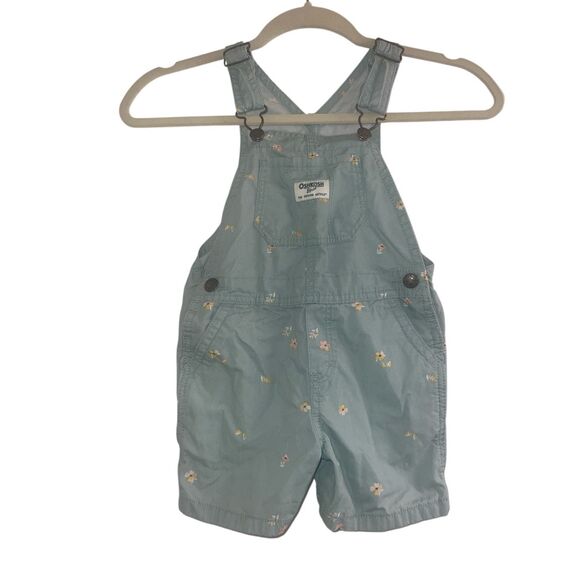 ✨OshKosh B'gosh® Toddler Girls Green Floral Sz 4T Shortall✨ - Picture 2 of 9